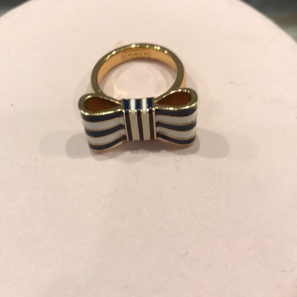 Coach blue and white stripe bow ring - Picture 2 of 4